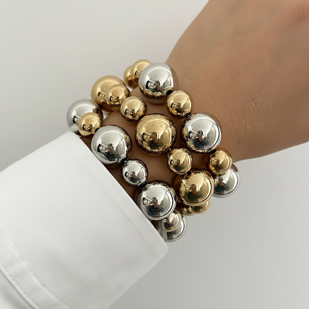 French Style Geometric Ball Personalized Metal Bracelets