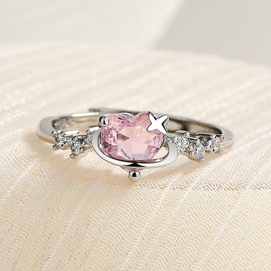 Diamond Love Heart-shaped Female Affordable Luxury Rings