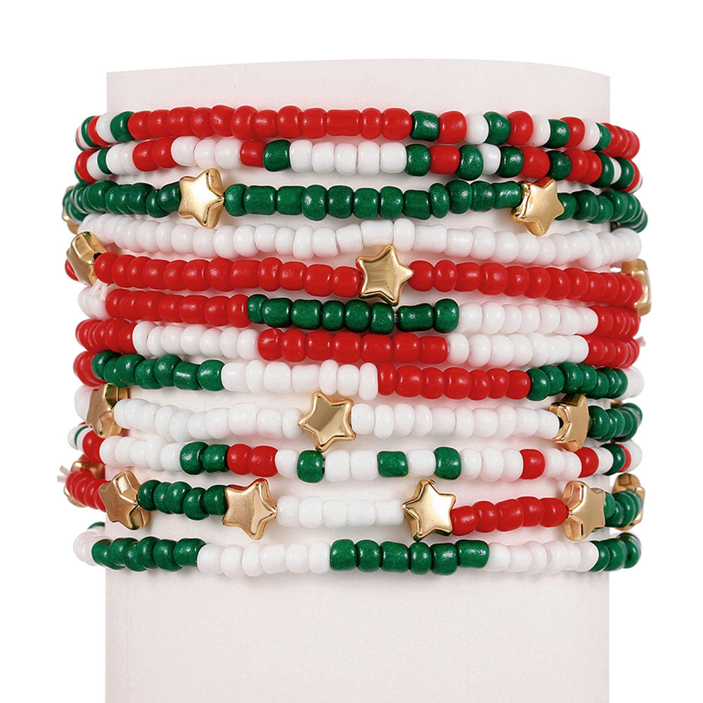 Multiple Stacked Band Combination Suit Bead Bracelets