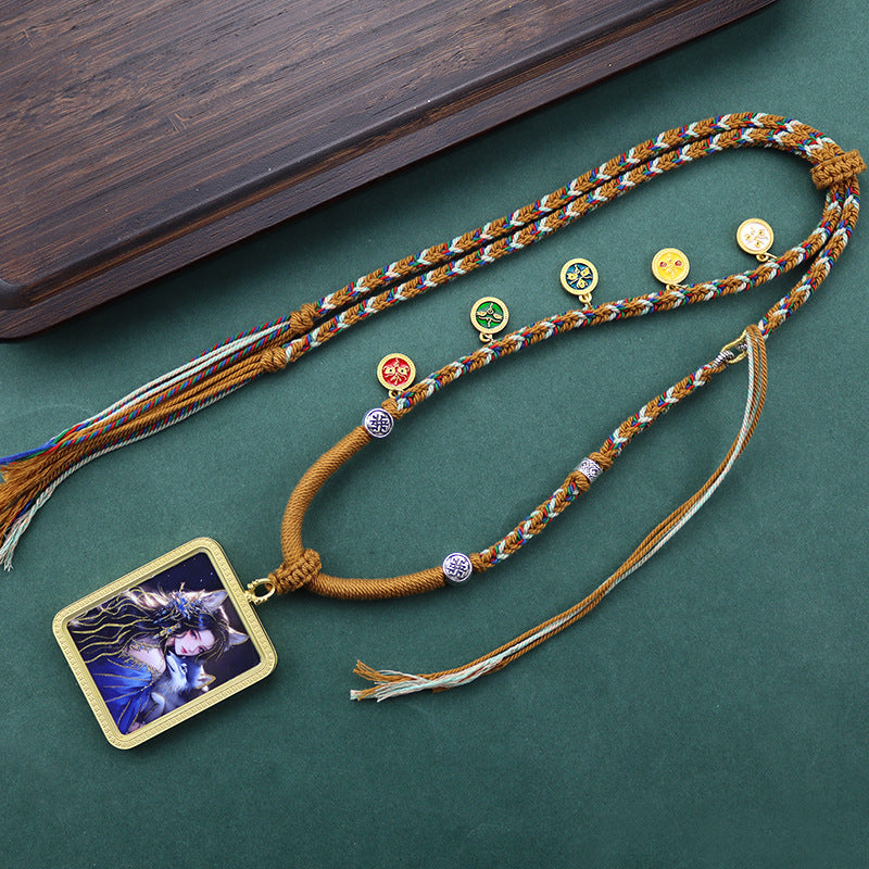 Hand Painted Golden Outline Eight Patron Necklaces