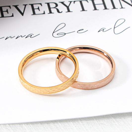 Women's Simple Plaid Gold Plated Light Luxury Rings