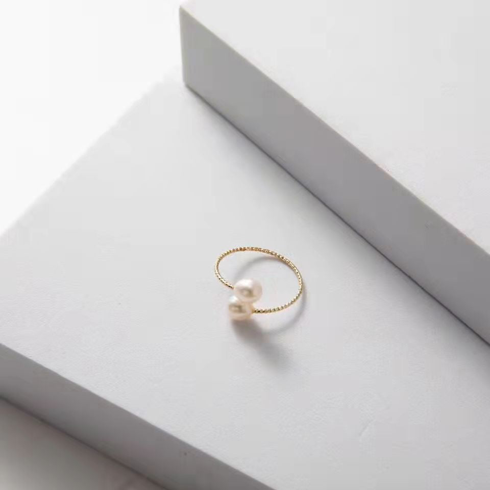 Freshwater Pearl Water Drop Elastic Opening Rings