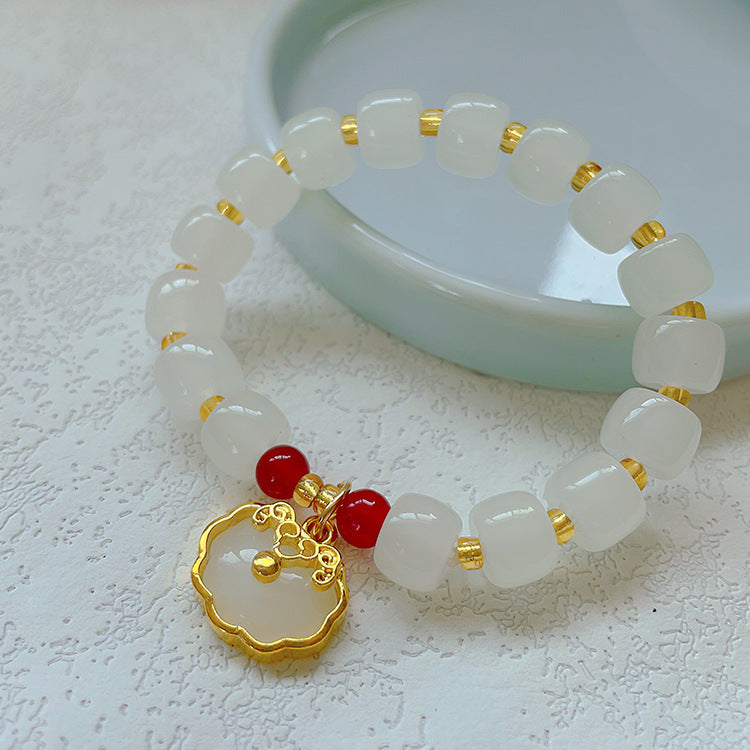Women's & Men's Retro Ethnic Style Agate Ox Bone Rosary Bracelet