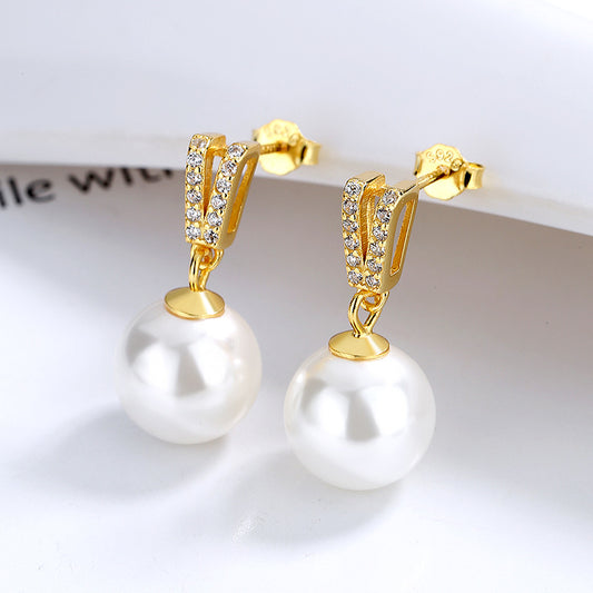 Women's Sterling Sier Special Interest Light Luxury Temperament Wild Colored Gold Earrings