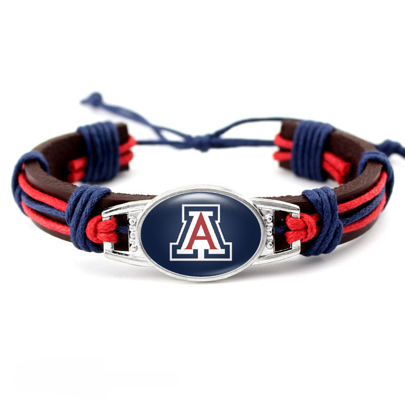 College Team Cowhide Woven Georgian Bulldog Bracelets