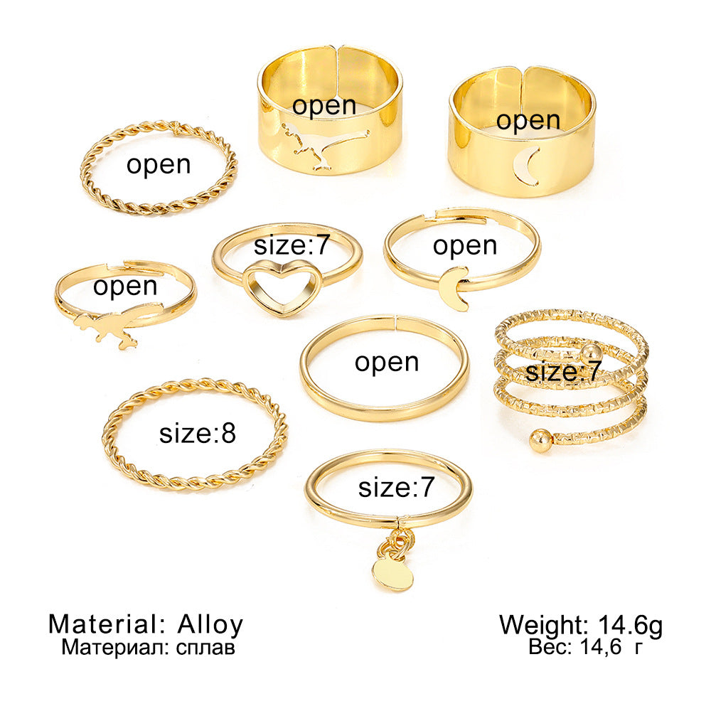Personality Simple Twin Style Golden Spring Rings