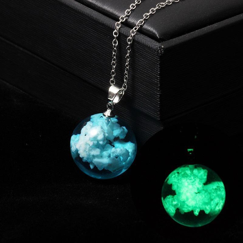 Style Transparent Spherical Resin Luminous Planet Blue Sky Necklaces