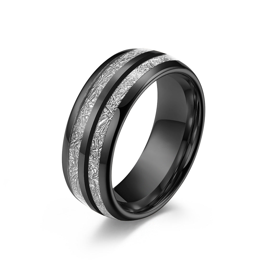 Women's & Men's Double Groove Tungsten Steel Inlaid Ice Silk Rings