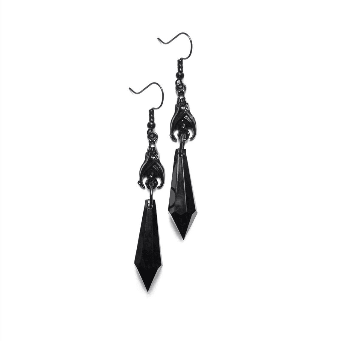 Black Artificial Crystal Dark Bat Amethyst Earrings