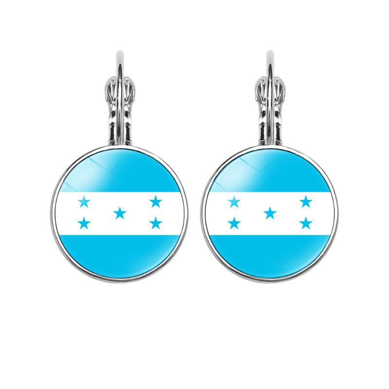 Women's National Flag Pattern Time Stone Eardrops Earrings