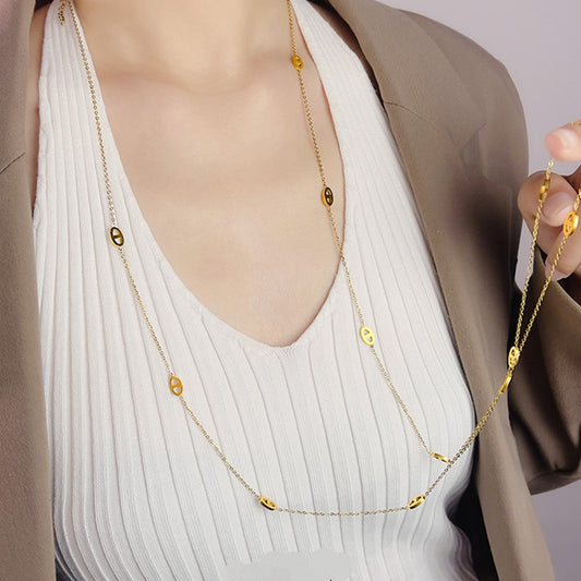 Screen Super Long Female Pig Nose Clavicle Chain Necklaces