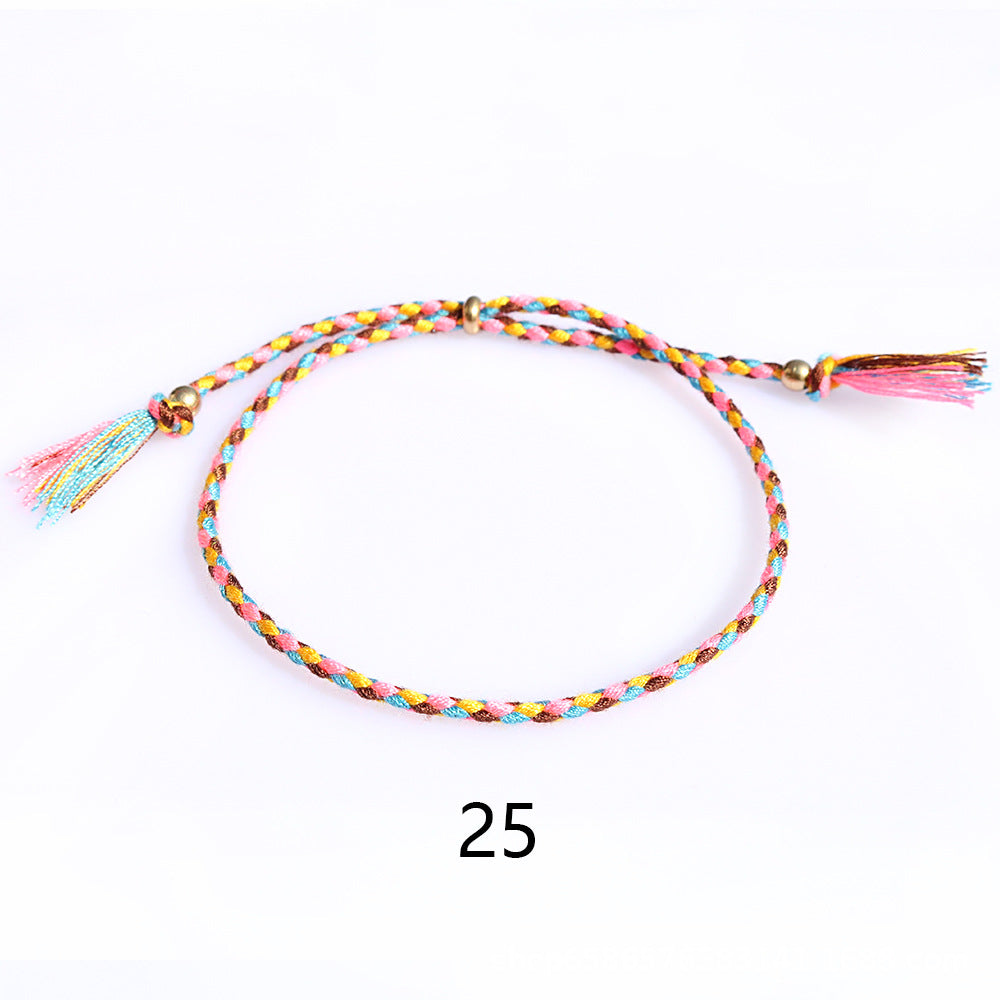 Women's & Men's Colorful Cotton String Friendship Copper Bead Bracelets