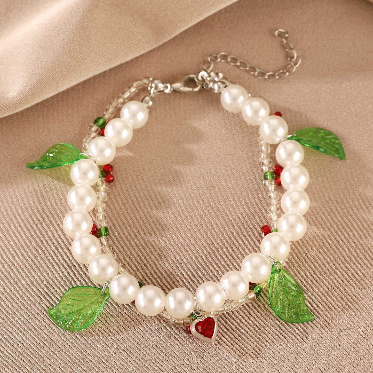 Summer Love Leaf Pearl Female Beaded Bracelets