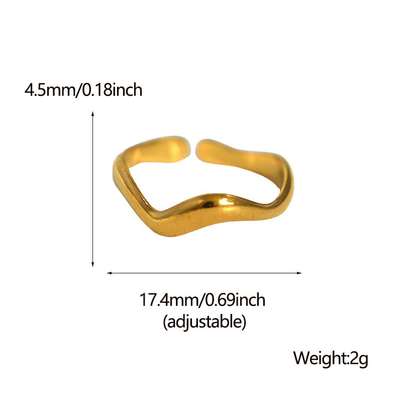Stainless Steel Opening Adjustable Gold-plated Niche High-grade Rings