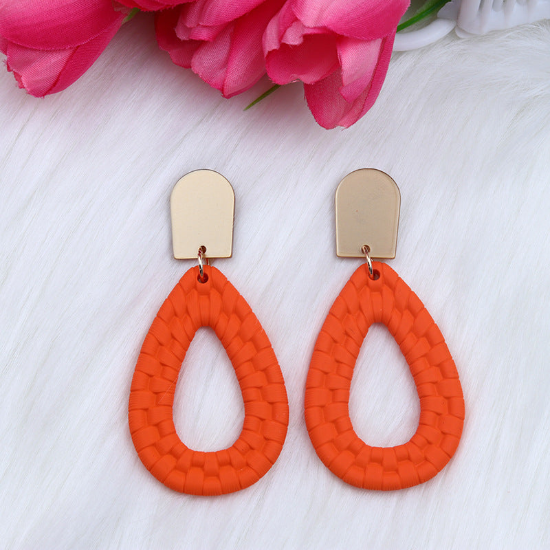 Women's Woven Pattern Drop-shaped Hollow Ear Acrylic Earrings