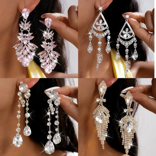 Sier Needle Zircon With Diamond Cross Personality Fashion Refined Grace Earrings