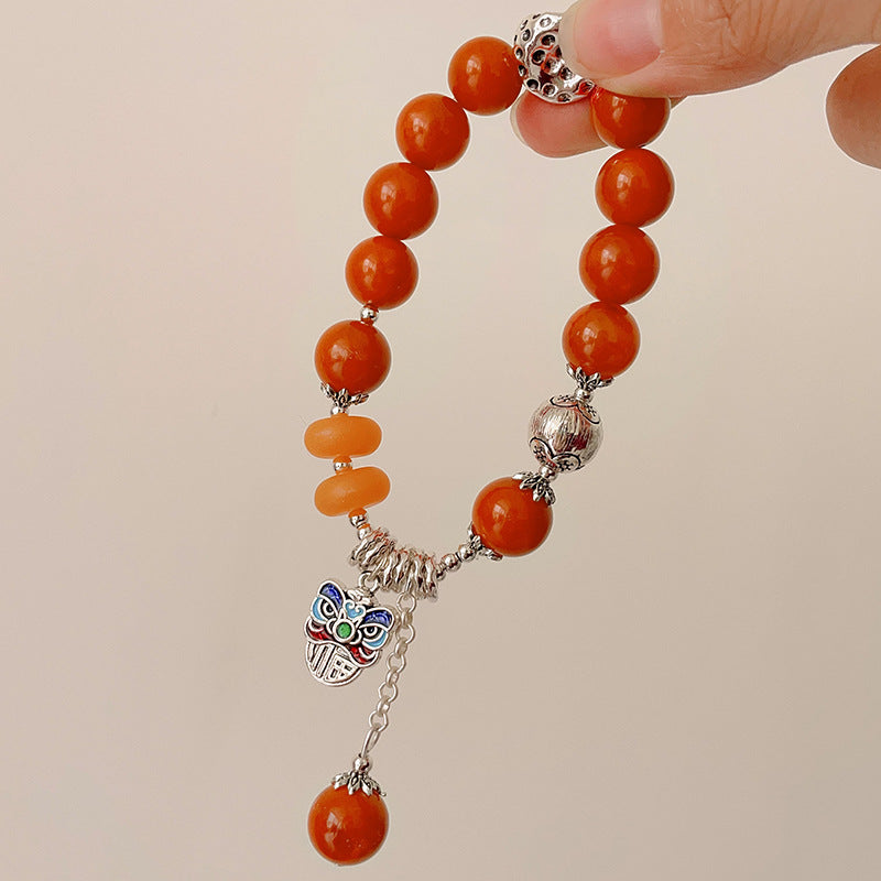 Women's & Men's Retro Ethnic Style Agate Ox Bone Rosary Bracelet