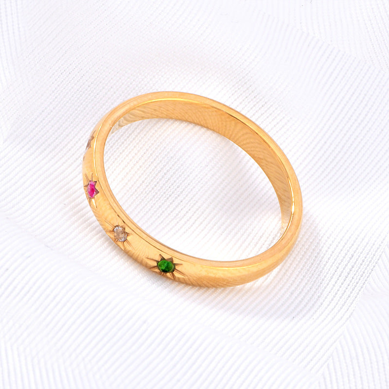 Women's Titanium Steel Gold-plated French Fashion Temperament Rings