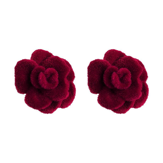 Flocking Flower Cute Love Heart Bow Earrings