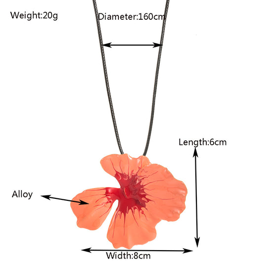 Women's Oil Dripping Alloy Long Flower Personalized Minority Necklaces