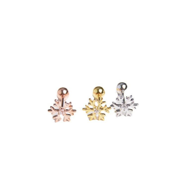 Korean Style Zircon Cute Snowflake Ear Rings