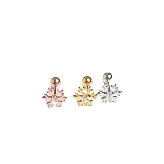 Korean Style Zircon Cute Snowflake Ear Rings