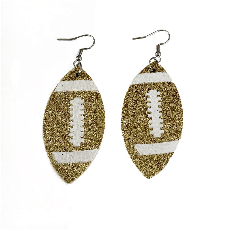 Sports Style Sequined Rugby Design Trendy Earrings