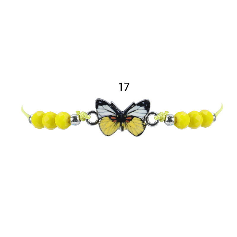 Crystal String Beads Butterfly Summer Woven Bracelets