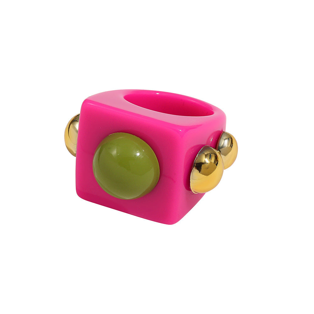 Resin Love Bean Color Matching Trendy Rings