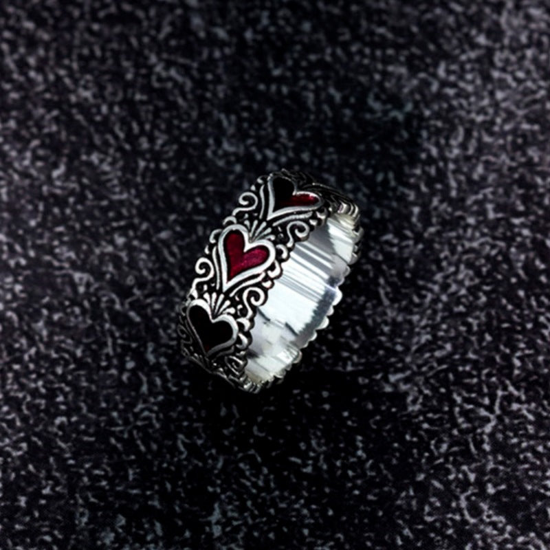 Women's Gothic Pattern Love Oath Sterling Sier Retro Personality Trendy Ring