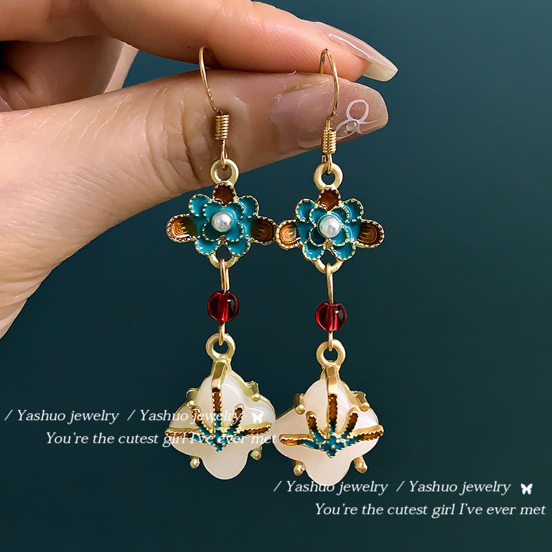 Women's Chinese Style High Sense Skirt Antique Eardrops Earrings