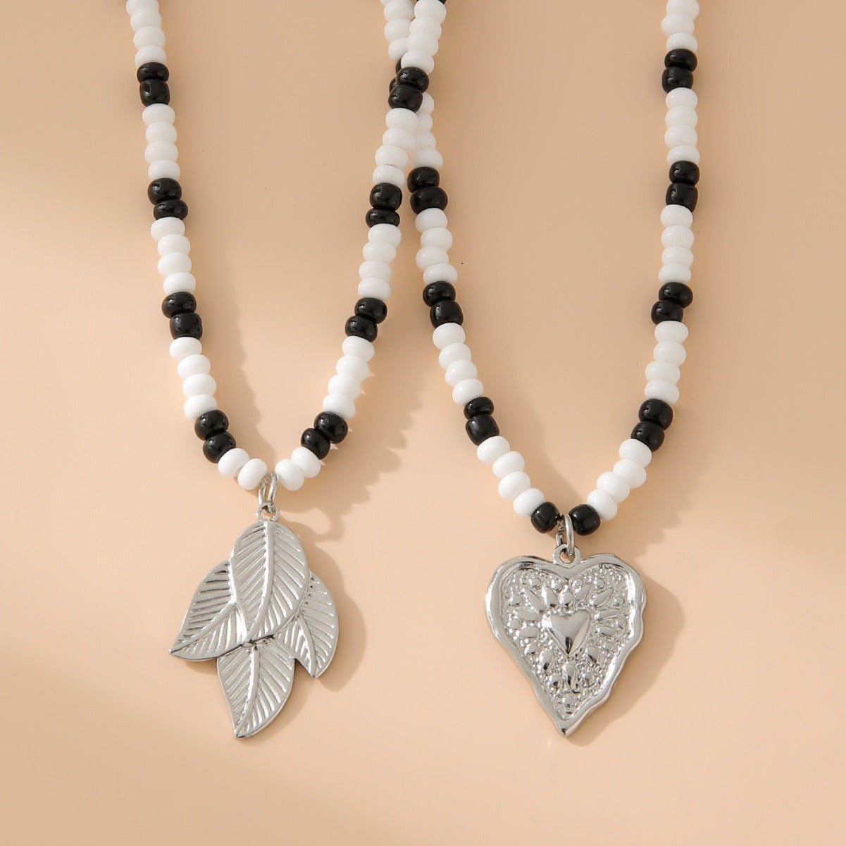 Women's Bead Leaves Love Simple Beaded Ornament Necklaces