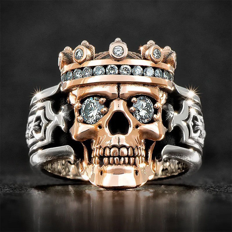 Men's Vintage Vampire Bat Skull Coffin Punk Rings