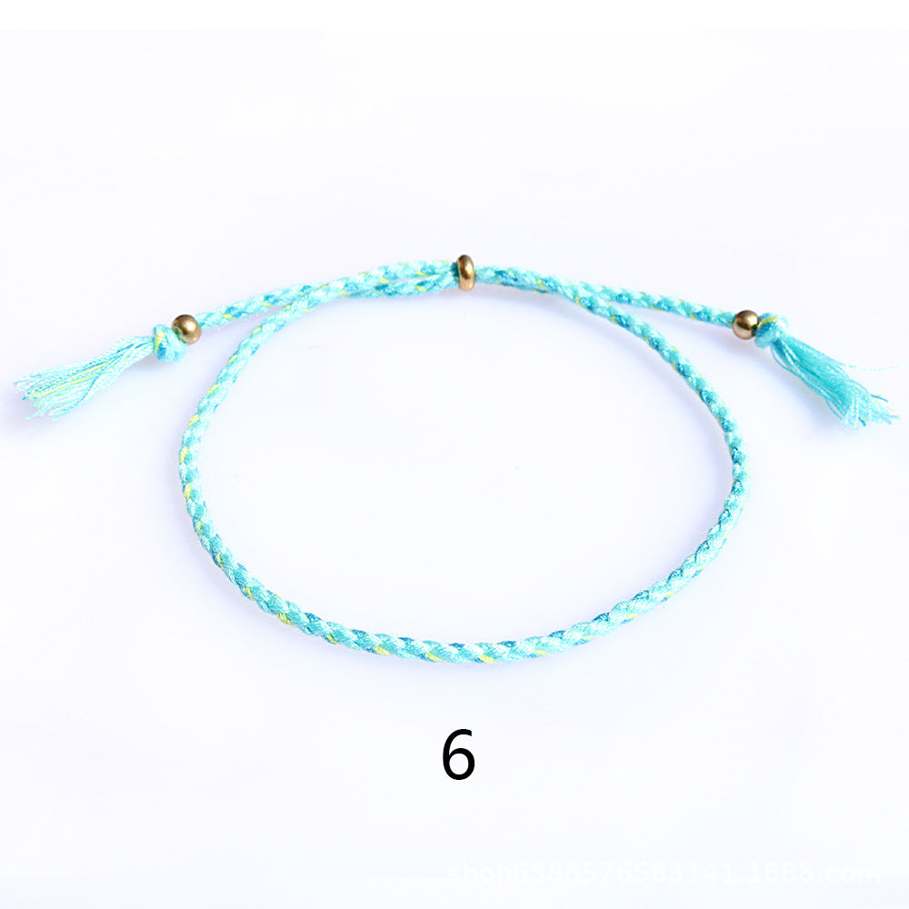 Women's & Men's Colorful Cotton String Friendship Copper Bead Bracelets