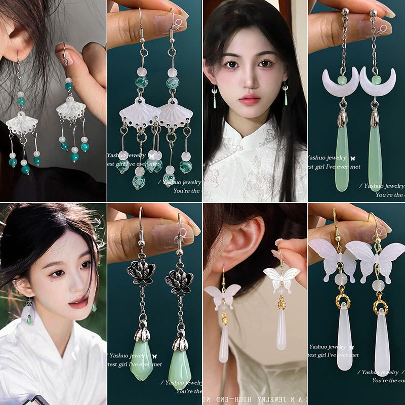 Women's Chinese Style High Sense Skirt Antique Eardrops Earrings