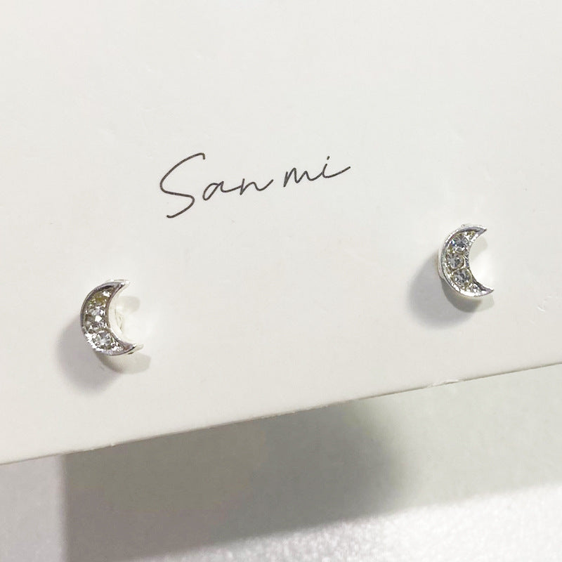 Fresh Plain Sier Plated Bow Female Small Simple Stud Earrings