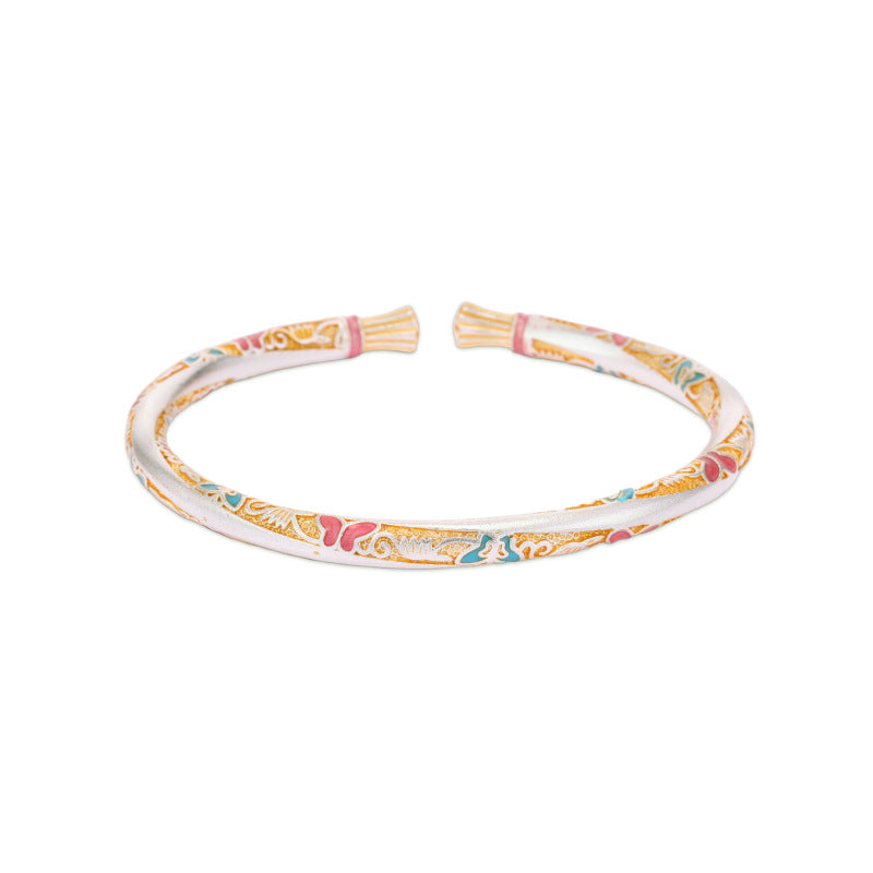 Gold Love Of Butterfly Female Ancient Solid National Style Bracelet