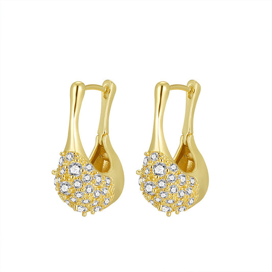 High-grade Temperament Ear Clip Zircon Two-color Earrings