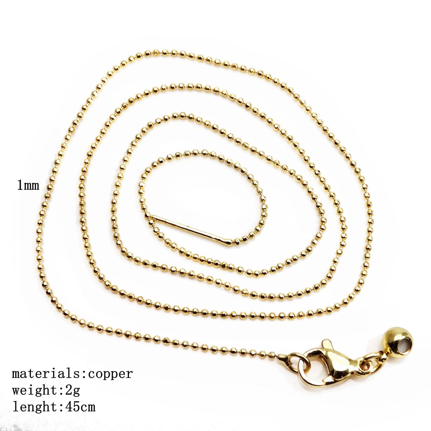 Box Chain O-shaped Bead Curb Hanging Necklaces