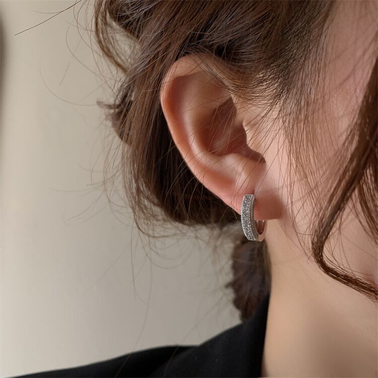 Female Niche Design Micro Inlaid Zircon Simple Earrings