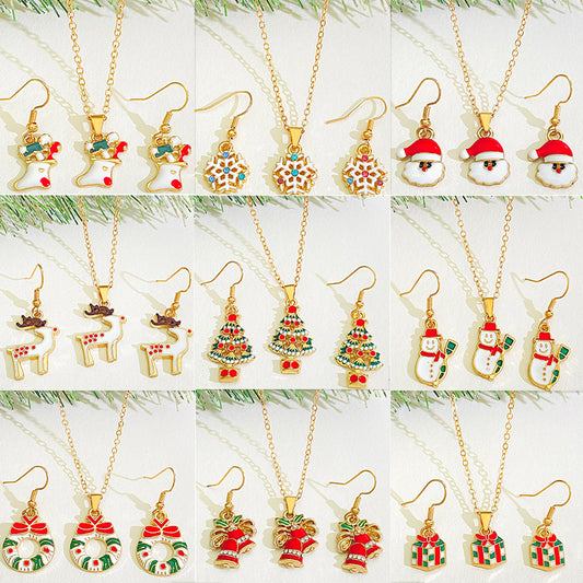 Snowflake Santa Claus Tree Snowman Bell Socks Necklaces