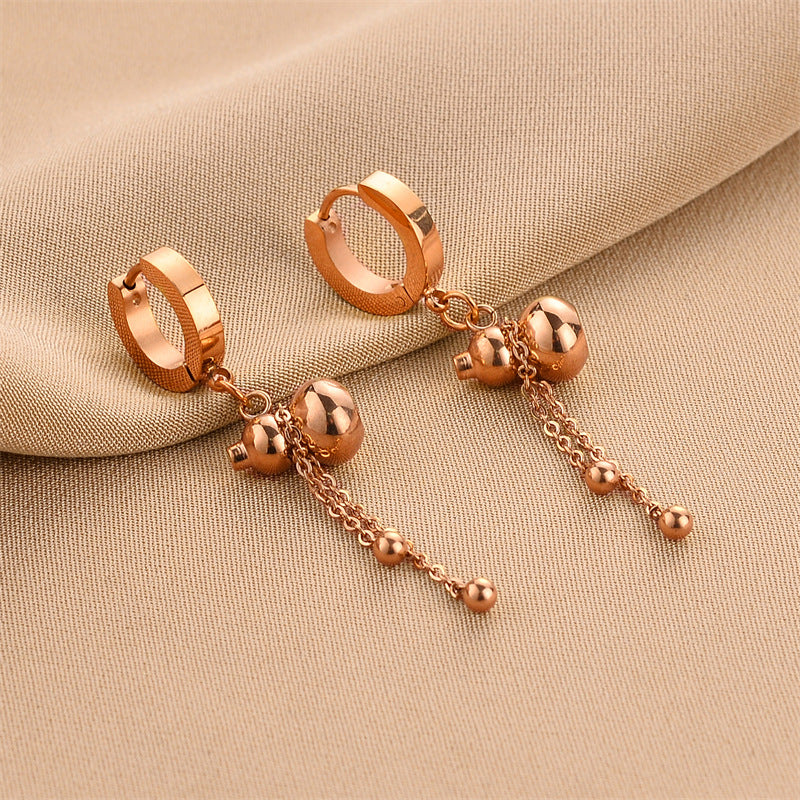 Steel No Fading Ear Gold Rose Earrings