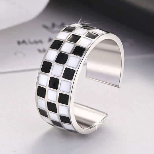 Personality Affordable Luxury Design Plaid High-grade Cold Rings