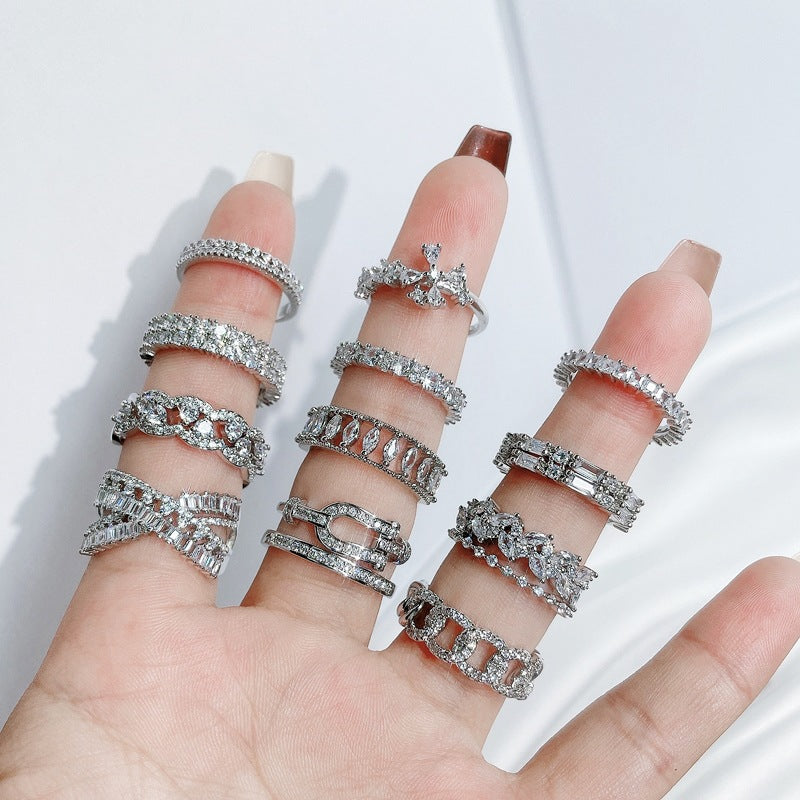 Luxury High-grade Full Diamond Open-end Zircon Rings