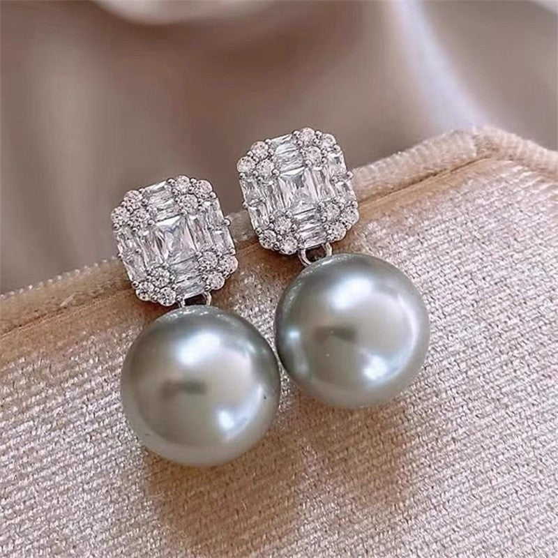 Women's Zircon Crystal Pearl For Graceful Design Earrings