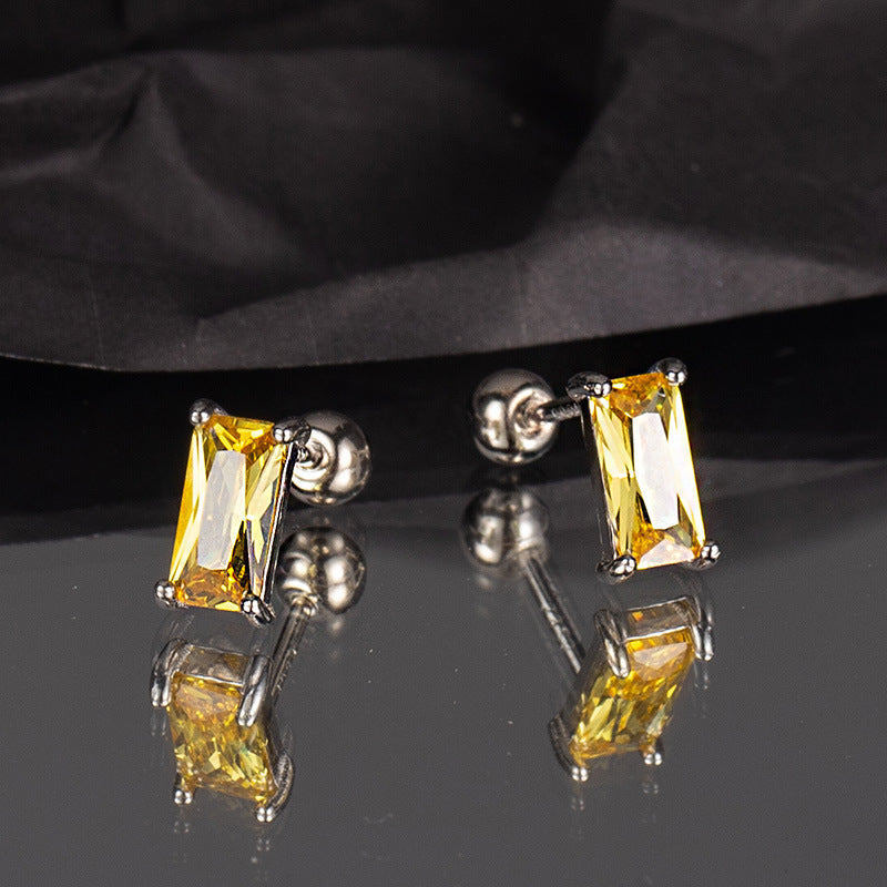 Small Diamond Screw Geometric Temperamental Minority Earrings