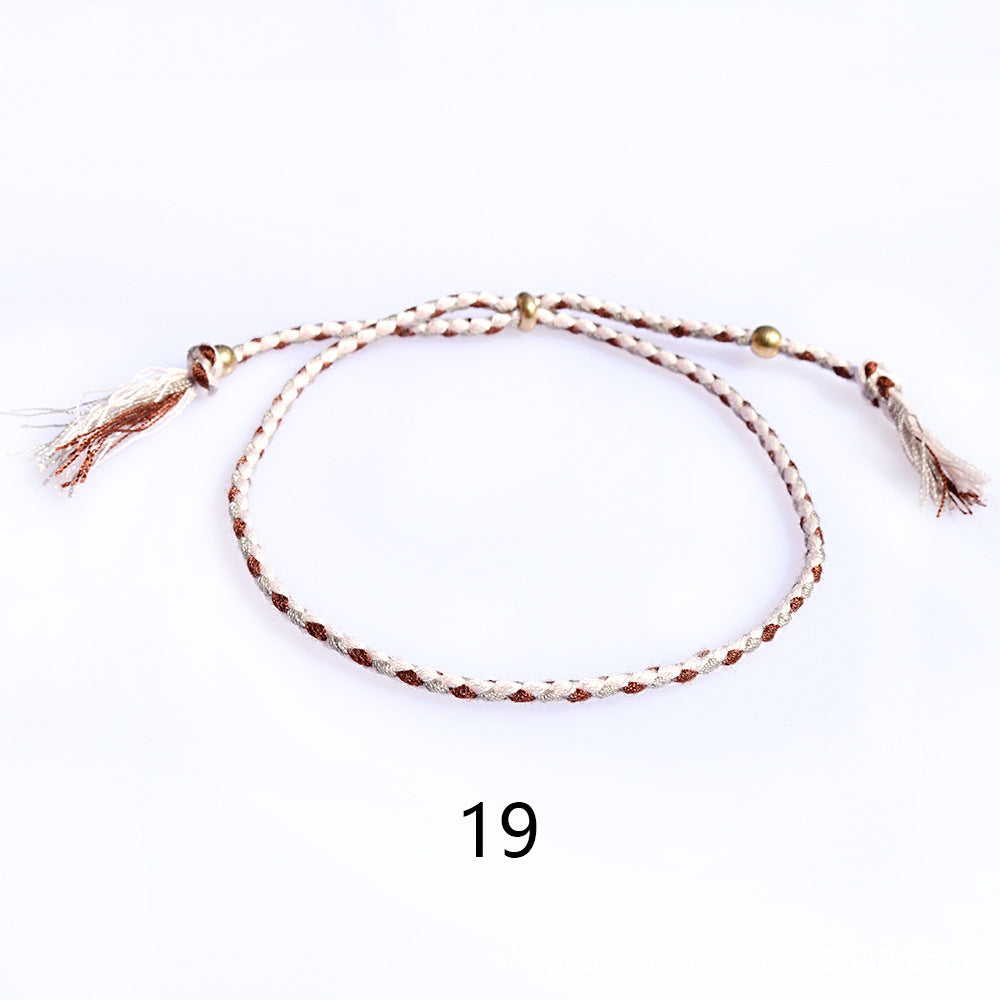 Women's & Men's Colorful Cotton String Friendship Copper Bead Bracelets