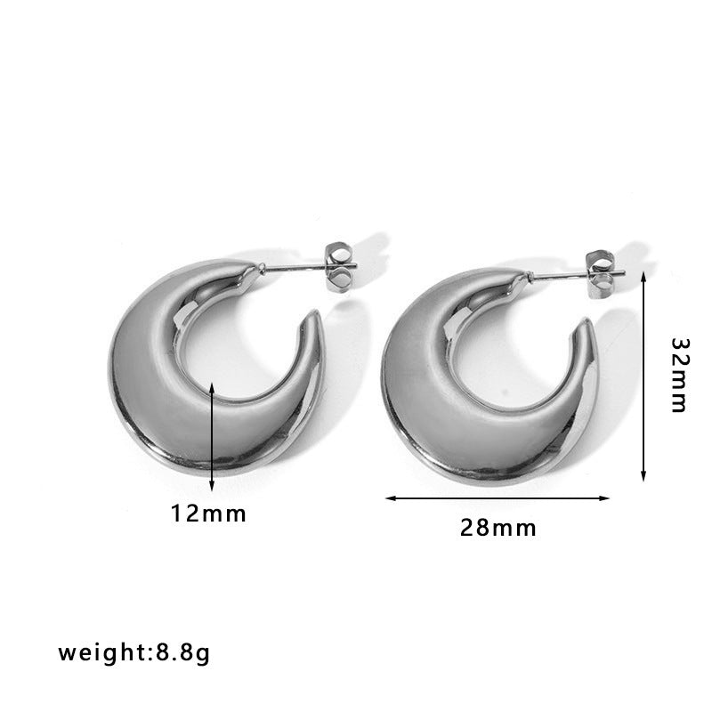 Women's Stainless Steel Light Luxury Gold Electroplated Hollow Earrings