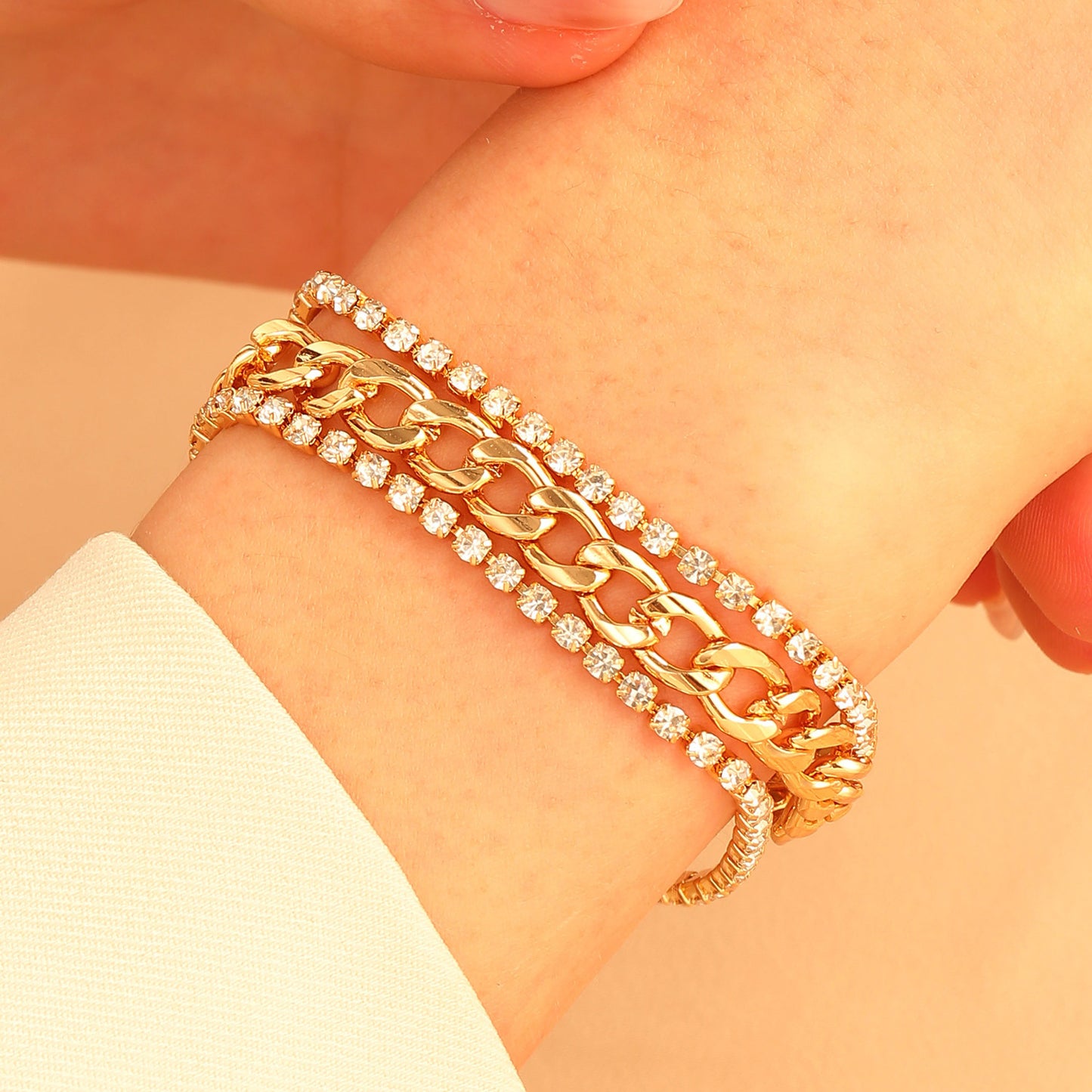 Retro Simulation Colored Gems Diamond Fashion Bracelets