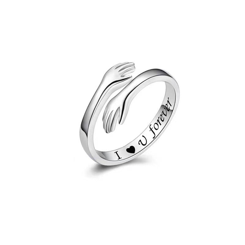 Hands Hug Female Fashion English Letters Rings